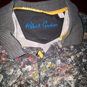 Robert Graham Abstract Pattern Polo with Yellow Accents